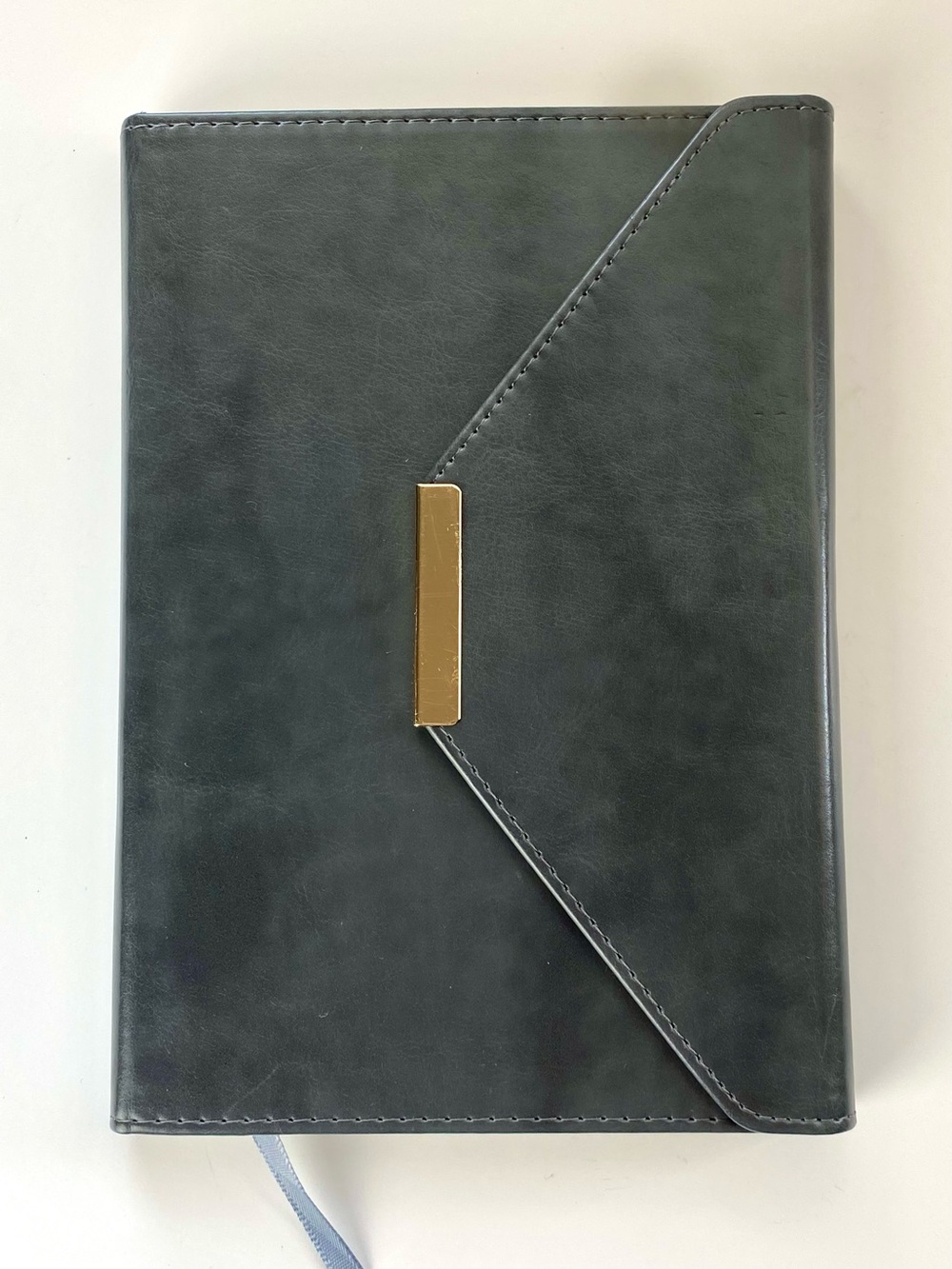 NEW Unisex Marbled Grey Faux Leather Lined Journal with Gold Snap Closure